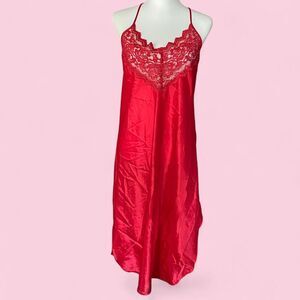 Vintage Red Lace Slip Dress